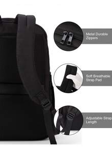 Business Backpack Men's Large Capacity Backpack Stylish Backpack Girls' Short Trips Multi-Functional Multi-Pocket Business Notebook Bag 15.6 "14" Casual Waterproof Travel Large Capacity Student Bag Suitable For Work And School Trips - Black - View 9