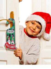 1入木製聖誕節門牌掛勾,聖誕節裝飾派對氣氛佈置配件