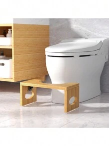 馬桶凳,可摺疊馬桶凳適用於浴室蹲廁,成人用竹便桶凳,蹲坐式浴室馬桶凳 - 黃色 - 查看 1