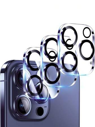 3pcs Phone Camera Lens Protective Film Set, [Night Shot Mode][Protective Case][Scratch Resistant], High Definition 9h Tempered Glass Screen Protecting Film Gift For Birthday, Family, Friends Lens Protector, Phone Accessories