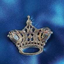 1入款女士綠色水晶復古皇冠造型胸針,適用於約會、派對和日常穿著