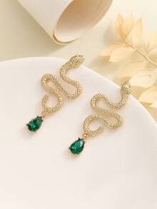1pair Exaggerated & Personalized Metallic Snake Shaped Earrings In European And American Style - Yellow Gold - View 2