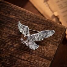 1只復古風格飛鷹造型裝飾胸針,適合男士日常穿著