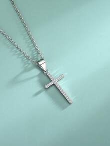 1個風格925純銀吊墜項鍊,鑲有石裝飾,男女皆宜休閒配戴