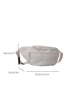 女士时尚休闲百搭纯色单肩包，便携腰包，适合所有季节的运动斜挎包 - 白色 - 查看 11