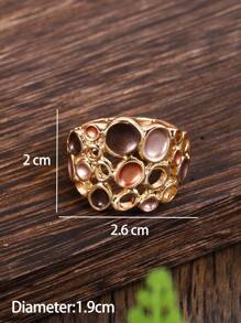 展現個性的經典時尚彈性調節鋅合金戒指,幾何波點設計,適用於女士和女孩,適合日常穿著,派對佩戴和送禮。