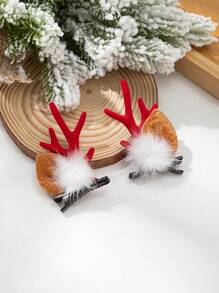 2入組聖誕麋鹿鹿角髮夾,適用於節日家庭場合 - 彩色 - 查看 1