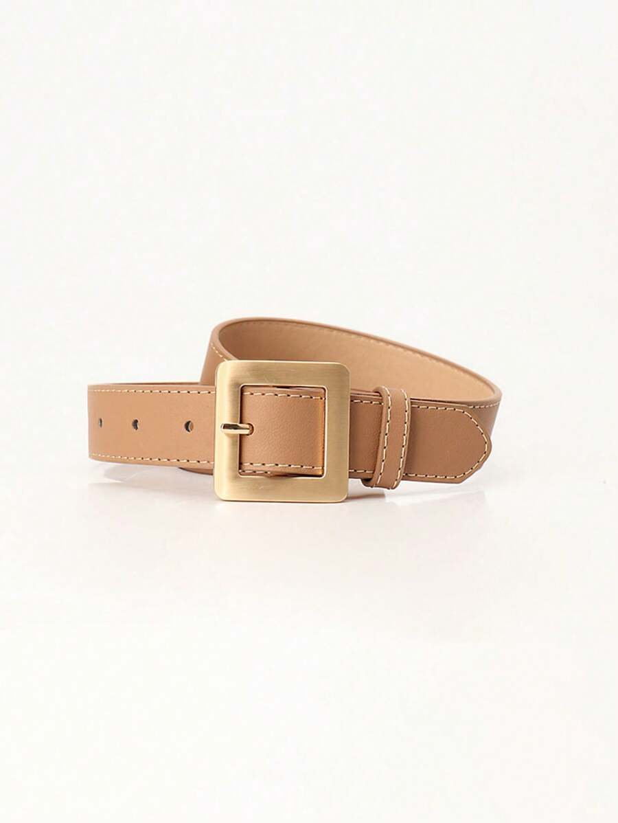 1 Miếng Tối giản Cao-kết thúc Chốt khóa Eo Thắt lưng Đối với Thiếu niên Đến Phong cách - Màu Khaki - Xem 1