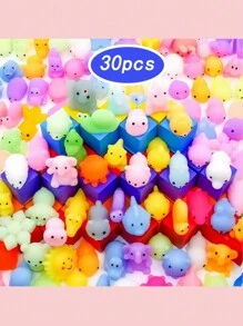 10pcs/30pcs/50pcs Mixed Soft Rubber Animal Mochi Squishy Toys For Stress Relief, Creative Party Favors - Multicolor - View 9