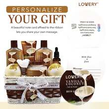 Lovery Bath And Body Gift Basket -Vanilla Coconut Home Spa - 9pc Set - Brown - View 2