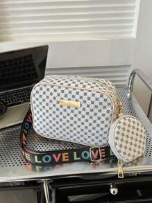 复古包包休闲时尚儿童斜挎包新款百搭宽肩带14-16岁女童斜挎包带零钱小圆包两件套