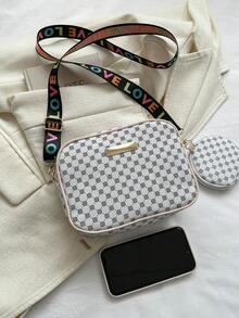 复古包包休闲时尚儿童斜挎包新款百搭宽肩带14-16岁女童斜挎包带零钱小圆包两件套