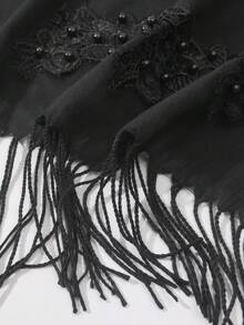 1 Miếng Của phụ nữ Đúng mốt Đen Ren & Kết cườm Khăn quàng cổ Thích hợp Đối với Quấn đầu , Giải trí Mặc hàng ngày - màu đen - Xem 2