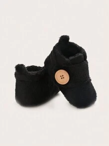 Giày trẻ sơ sinh mới, đế mềm chống trượt giữ ấm mùa đông cho trẻ sơ sinh và trẻ mới biết đi tập đi lần đầu - màu đen - Xem 3