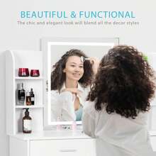 VIVOHOME Makeup Vanity Table Set With Lighted Mirror, Best Gift For Lover, Mother, Wife, Daughter