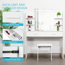 VIVOHOME Makeup Vanity Table Set With Lighted Mirror, Best Gift For Lover, Mother, Wife, Daughter