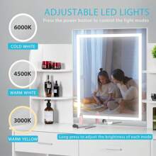 VIVOHOME Makeup Vanity Table Set With Lighted Mirror, Best Gift For Lover, Mother, Wife, Daughter