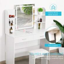 VIVOHOME Makeup Vanity Table Set With Lighted Mirror, Best Gift For Lover, Mother, Wife, Daughter