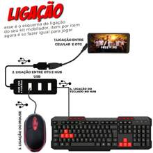 Kit Mobilador Gamer Completo Promoção Para Celular Com Teclado + Mouse Óptico Exbom - Preto - Visão 6