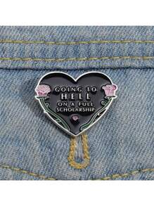 Insignia/broche con diseños minimalistas y de moda en forma de corazón geométrico, letras y palabras en inglés para premios de beca, San Valentín