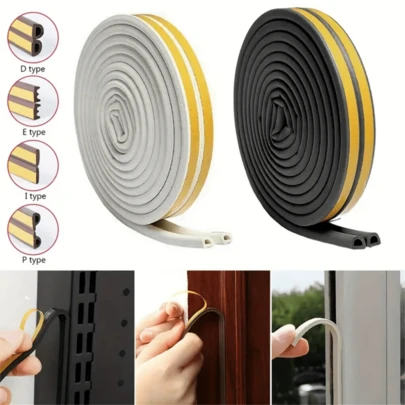 1 Roll Of White, 5m/10m Long, Die Type, Epdm Foam Rubber Material, Self-adhesive, Door Frame, Window Frame, Anti-collision, Sound Insulation, Sealing Strip