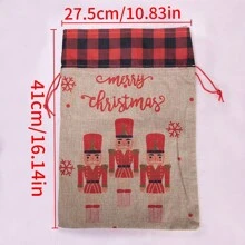 1 Miếng Thiết kế mới Số lớn Giáng sinh Phong cách Vải bố Dây rút Túi quà tặng Với Hoạt hình , 3 Và Hình bông tuyết Đồ trang trí , Hoàn hảo Đối với Đóng gói Giáng sinh , Cookie Hoặc Khác Quà tặng ngày lễ Đối với Gia đình - màu nâu - Xem 2
