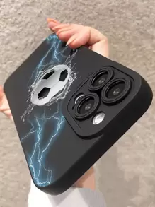 Custodia protettiva compatibile con 15 serie, , , , con foro per fotocamera, bordi diritti, motivo calcio, compatibile con 15 Pro Max/13/14/11/P12/Xs/Se, Galaxy A13 4G/A22/A21s/A51 4G/A52/S22/Ultra/A33 5G, Redmi 10/Note 11 4G/Note 11 Lite/A53, in TPU morbido anti-caduta per telefono