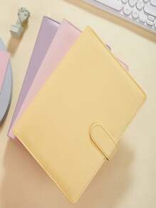 1pc A5 Pu Leather Loose-Leaf Accounting Notebook, Cute Stationery For Students, Fresh Style Planner - Yellow - View 4