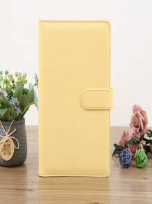 1pc A5 Pu Leather Loose-Leaf Accounting Notebook, Cute Stationery For Students, Fresh Style Planner - Yellow - View 1