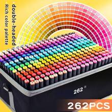 262色、204色、168色美術標記雙頭繪圖筆,適用於藝術家、成人、兒童繪畫、素描、上色、突顯、插圖、動畫設計 - 262色[贈插筆盒] - 查看 11