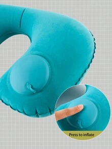 1pc Inflatable U-shaped Pillow With Press Button, Suitable For Travel And Bath - Multicolor - View 11
