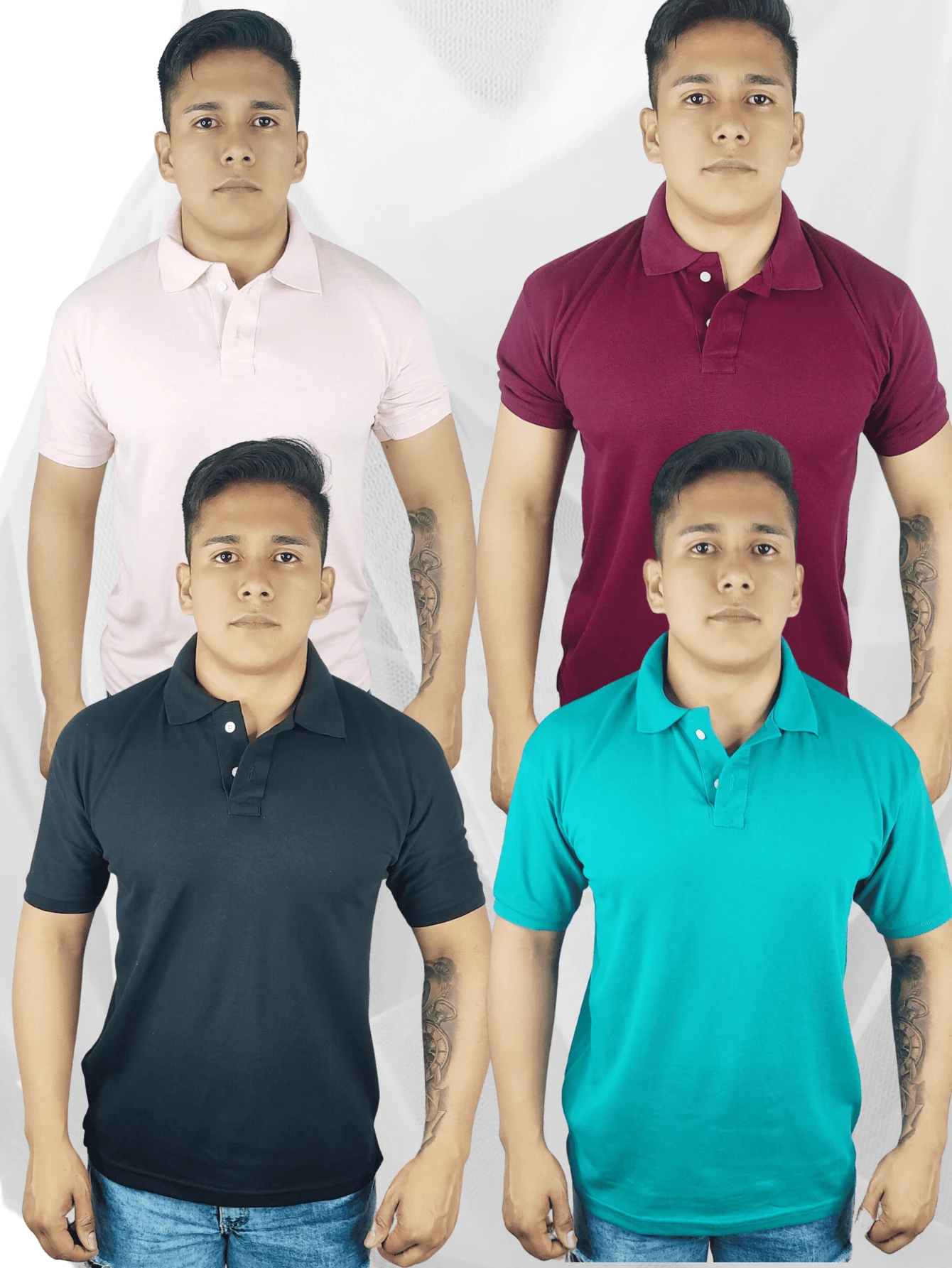 Men Polo Shirts - 黑色 - 查看 1