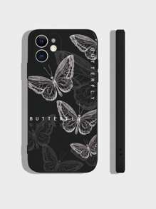 2入組情侶款蝴蝶印花手機殼，適用於 iPhone 15 14 13 12 11 Xs Xr X 7 8 Plus Pro Max、小米、華為和三星手機