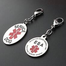 1pc Engraved Medical Rescue Mark Stainless Steel Pet Tag, Personalized Carved Label Collar Pendant To Support Animal Emotions And Service For Cats And Dogs - Silver - View 11