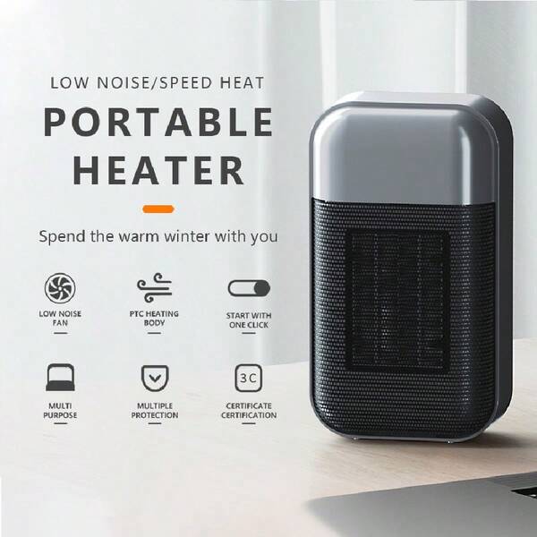 500W Portable Heater PTC Fast Heating Mini Warm Air Heater Quiet for Office Room SHEIN EUQS