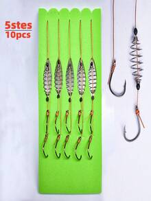 5 Sets/board 10pcs Fishing Hooks For Outdoor Fishing - Army Green - View 2