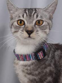 1pc Adjustable Nylon Pet Cat Dog Collar, Pet Supplies, Cat Dog Accessories, Suitable For Small Cats And Dogs, Leash Included, Suitable For Outdoor Use (Product Size Runs Small, Recommend Ordering 1-2 Sizes Up) - Multicolor - View 5