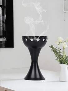 1個小型鐵藝金屬噴霧啞光香薰爐,創意簡約風室內桌面裝飾淨化空氣香薰爐工藝品 - 黑色 - 查看 2