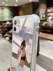 1款簡約鏡面和自拍圖案亞克力電鍍手機殼,與蘋果兼容 - 彩色 - 查看 4