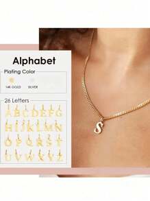 1 collar inicial de acero inoxidable DIY con colgante de letra personalizado con nombre de la A a la Z para mujeres