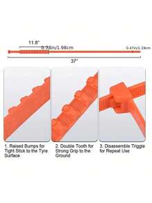 10 件/套汽車輪胎緊急旅行防滑輪胎鏈,可重複使用防滑泥鏈 - 亮橙色 - 查看 7