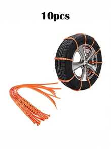 10 件/套汽車輪胎緊急旅行防滑輪胎鏈,可重複使用防滑泥鏈 - 亮橙色 - 查看 8