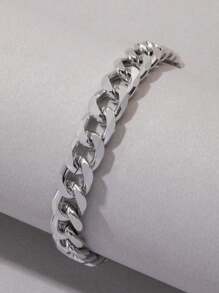 imoli 1pc Minimalist Fashionable Geometry Basic Chain Bracelet For Men, Daily Wear - Yellow Gold - View 5