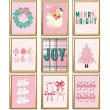 9pcs Treo tranh Ngày lễ Phòng ngủ Trang trí tường Treo tranh In hoa Áp phích tranh sơn dầu Đối với Phòng khách Văn phòng Đồ trang trí Dấu hiệu Bức tranh ( 8x10inch Không có khung ) - Hồng - Xem 1