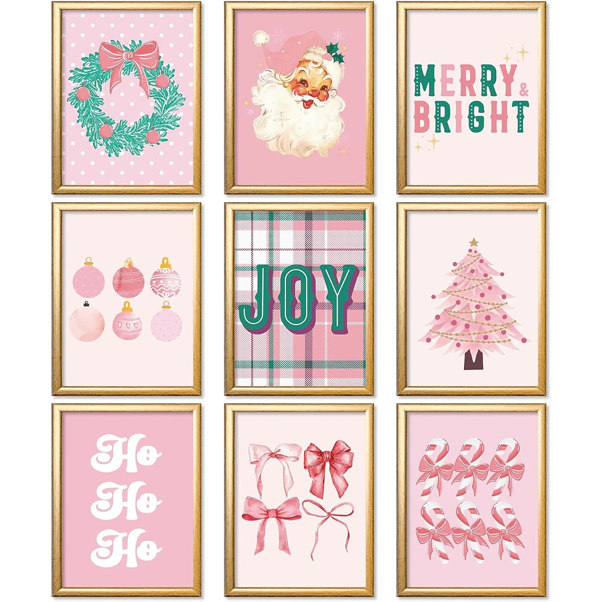 9pcs Treo tranh Ngày lễ Phòng ngủ Trang trí tường Treo tranh In hoa Áp phích tranh sơn dầu Đối với Phòng khách Văn phòng Đồ trang trí Dấu hiệu Bức tranh ( 8x10inch Không có khung ) - Hồng - Xem 1