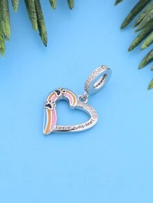 1入單純925銀貓爪-永遠在我心型掛墜,彩虹色水滴飾珠,男女皆宜diy紀念派對飾品 - 銀色 - 查看 2