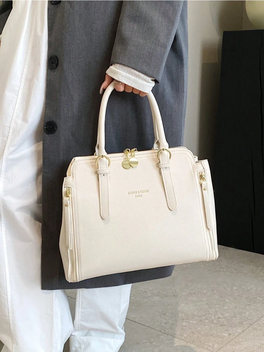 1個商務風格女士手提包,非常適合辦公室、工作和通勤 - 米色 - 查看 1