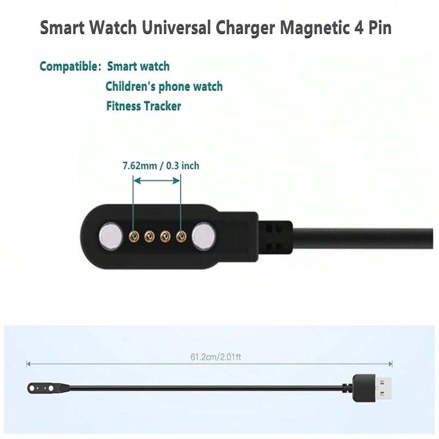 Aliwisdom Smart Watch Charger Cable, Universal 4 Pin Suction