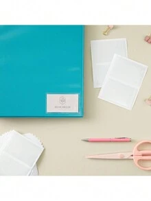 Stockroom Plus 100-Pack Clear Business Card Pockets Holders 3.75x2 In, Self-Adhesive Side Load Plastic Protector, Sleeves Labels, Bulk Set For Storage, Organization, Labeling Bins, Folders, And Files - 白色 - 查看 3