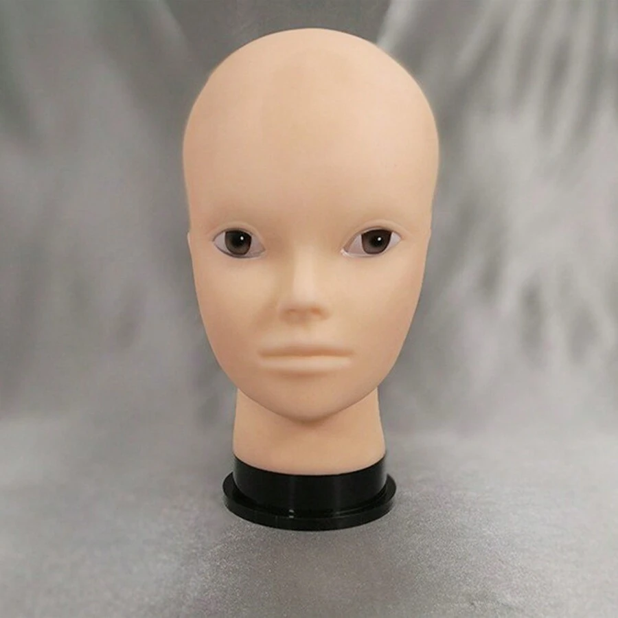 Đầu hình nộm Với Tóc giả Và Búp bê Đế trưng bày , Mềm mại Đầu hói Thẩm mỹ Tập huấn Mô hình Đối với Trang điểm Thực tiễn - Màu be - Xem 1